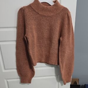 Lulu's Tan Cowl Neck Sweater with Ribbed Texture